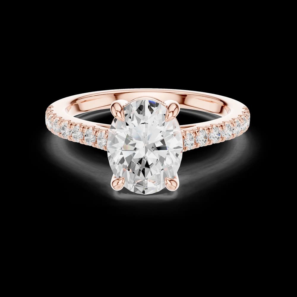 Oval Cut Pavé Band Lab Grown Diamond Ring - Image 1 Oval Cut Pavé Band Lab Grown Diamond Ring, view 1 of 6