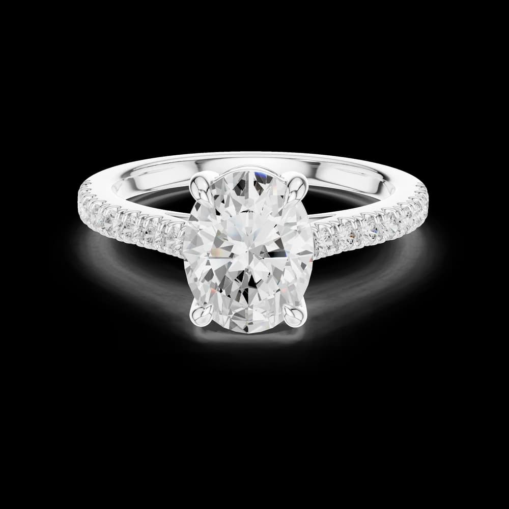Oval Cut Pavé Band Lab Grown Diamond Ring - Image 2 Oval Cut Pavé Band Lab Grown Diamond Ring, view 2 of 6