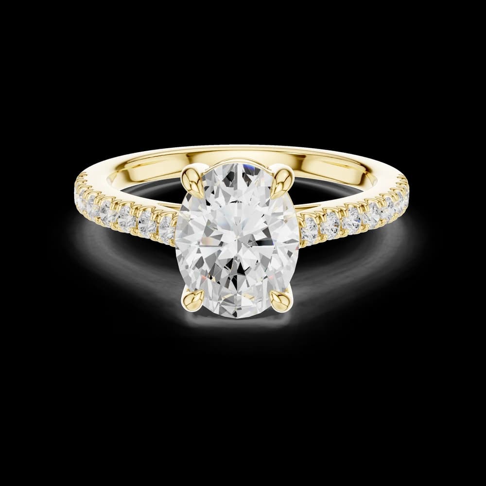 Oval Cut Pavé Band Lab Grown Diamond Ring - Image 3 Oval Cut Pavé Band Lab Grown Diamond Ring, view 3 of 6