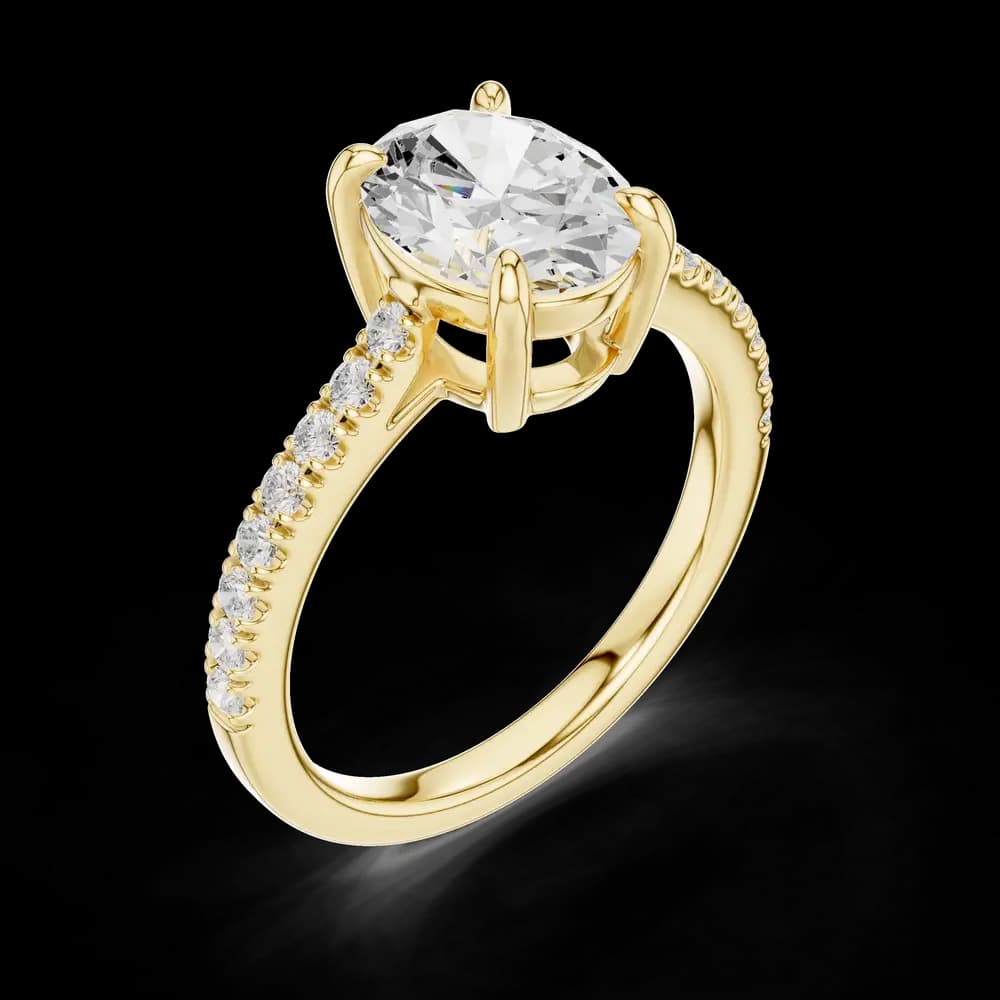 Oval Cut Pavé Band Lab Grown Diamond Ring - Image 5 Oval Cut Pavé Band Lab Grown Diamond Ring, view 5 of 6