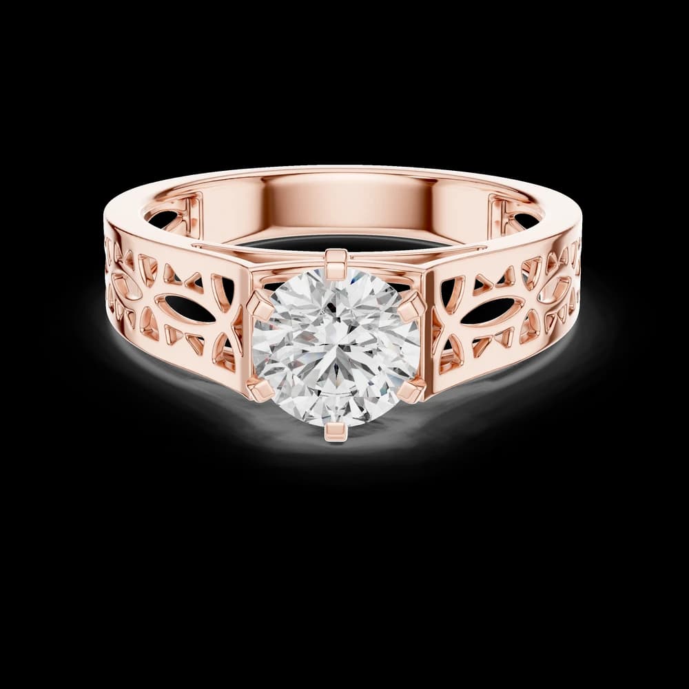 Detailed Filigree Round Lab Grown Diamond Ring - Image 1 Detailed Filigree Round Lab Grown Diamond Ring, view 1 of 5