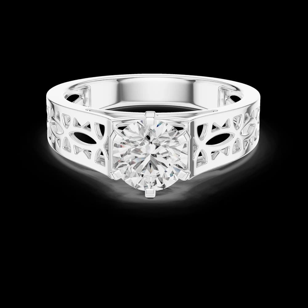 Detailed Filigree Round Lab Grown Diamond Ring - Image 2 Detailed Filigree Round Lab Grown Diamond Ring, view 2 of 5