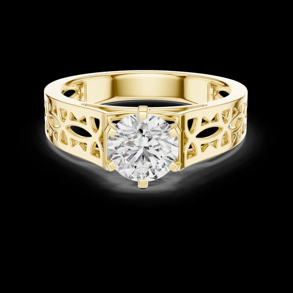 Detailed Filigree Round Lab Grown Diamond Ring - Image 3 Detailed Filigree Round Lab Grown Diamond Ring, view 3 of 5