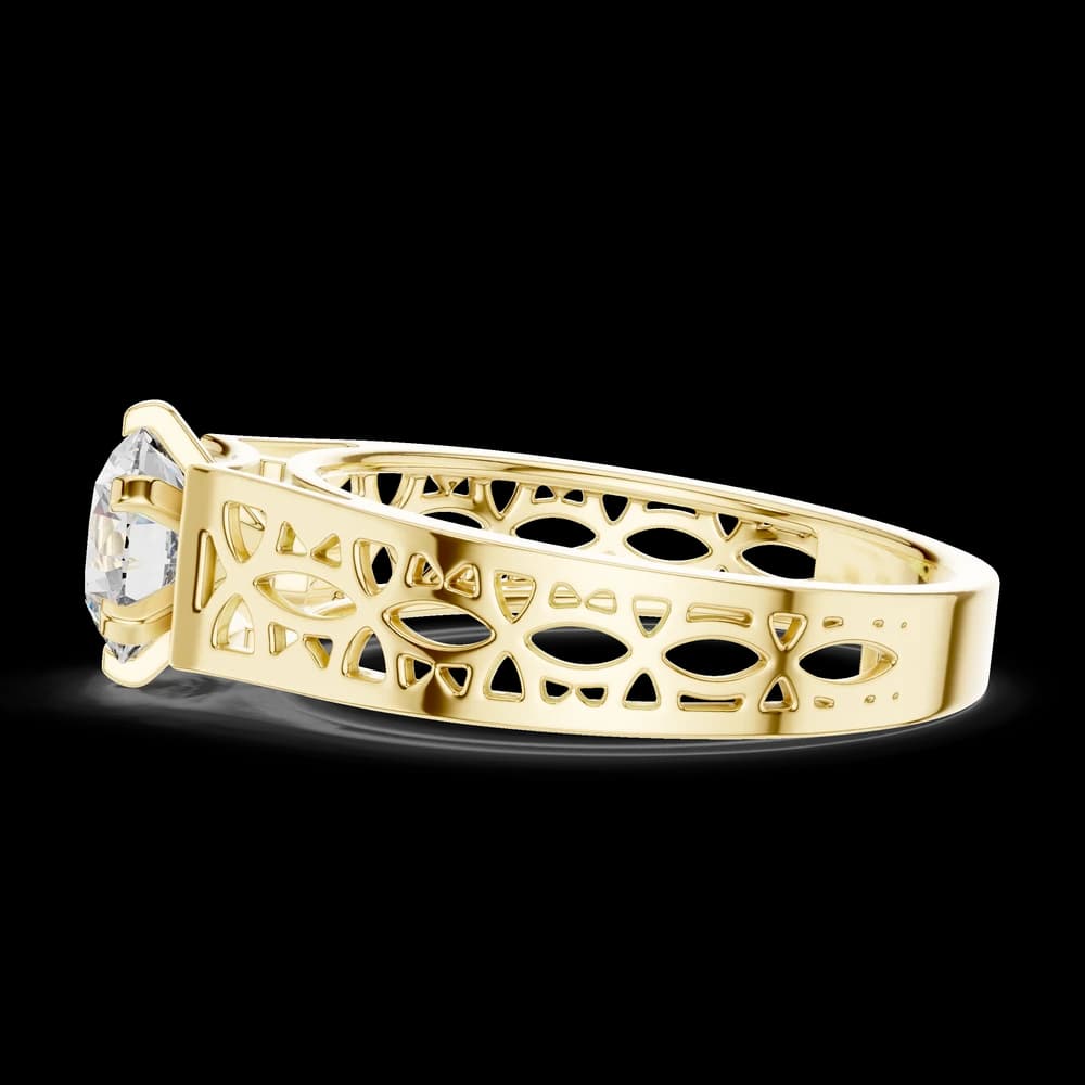 Detailed Filigree Round Lab Grown Diamond Ring - Image 5 Detailed Filigree Round Lab Grown Diamond Ring, view 5 of 5