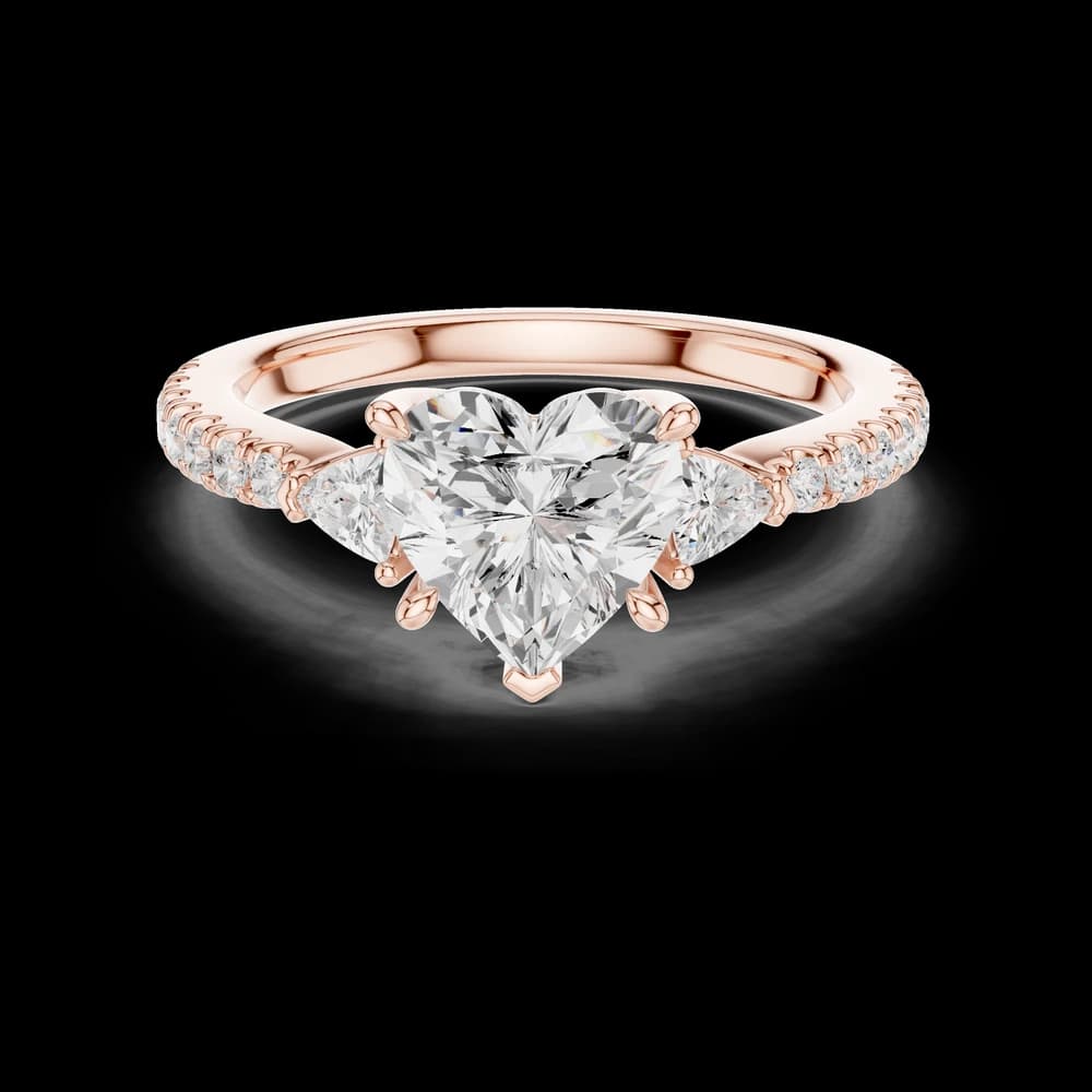 Heart Pear Trio Pave Lab Grown Diamond Ring - Image 1 Heart Pear Trio Pave Lab Grown Diamond Ring, view 1 of 6