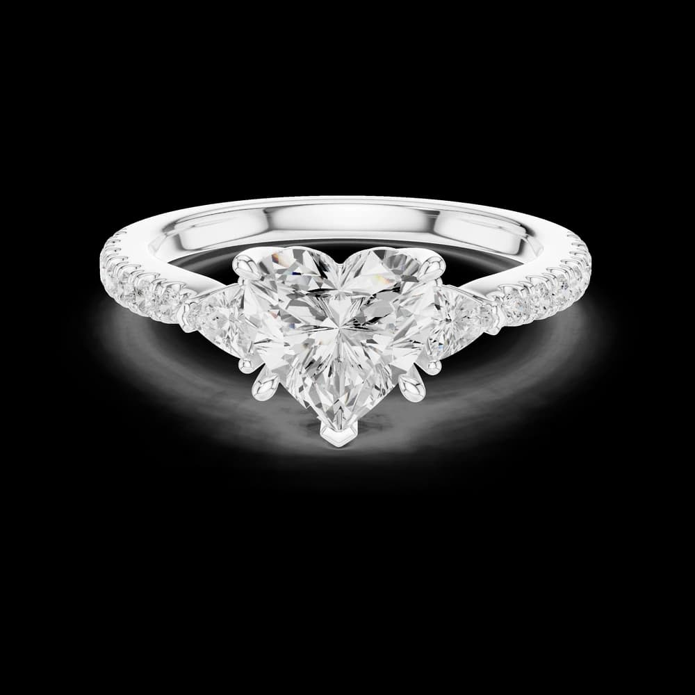 Heart Pear Trio Pave Lab Grown Diamond Ring - Image 2 Heart Pear Trio Pave Lab Grown Diamond Ring, view 2 of 6