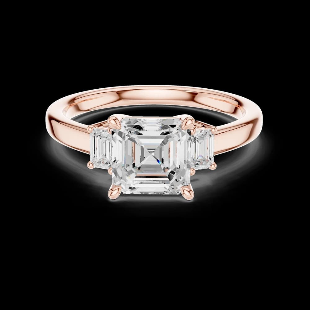 Elegant Asscher Three Stone Lab Grown Diamond Ring - Image 1 Elegant Asscher Three Stone Lab Grown Diamond Ring, view 1 of 6