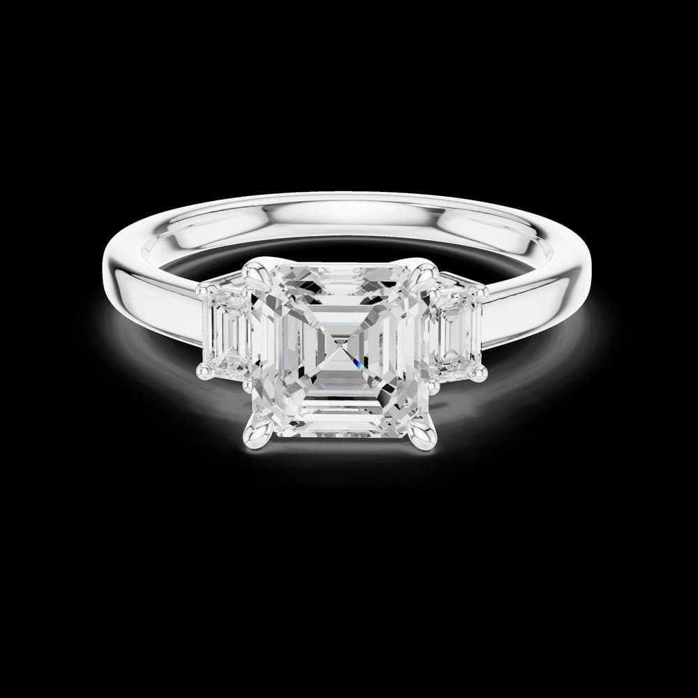 Elegant Asscher Three Stone Lab Grown Diamond Ring - Image 2 Elegant Asscher Three Stone Lab Grown Diamond Ring, view 2 of 6