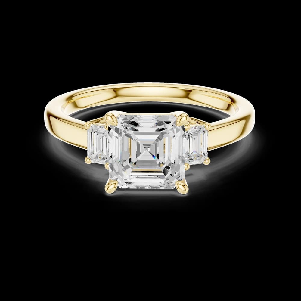 Elegant Asscher Three Stone Lab Grown Diamond Ring - Image 3 Elegant Asscher Three Stone Lab Grown Diamond Ring, view 3 of 6
