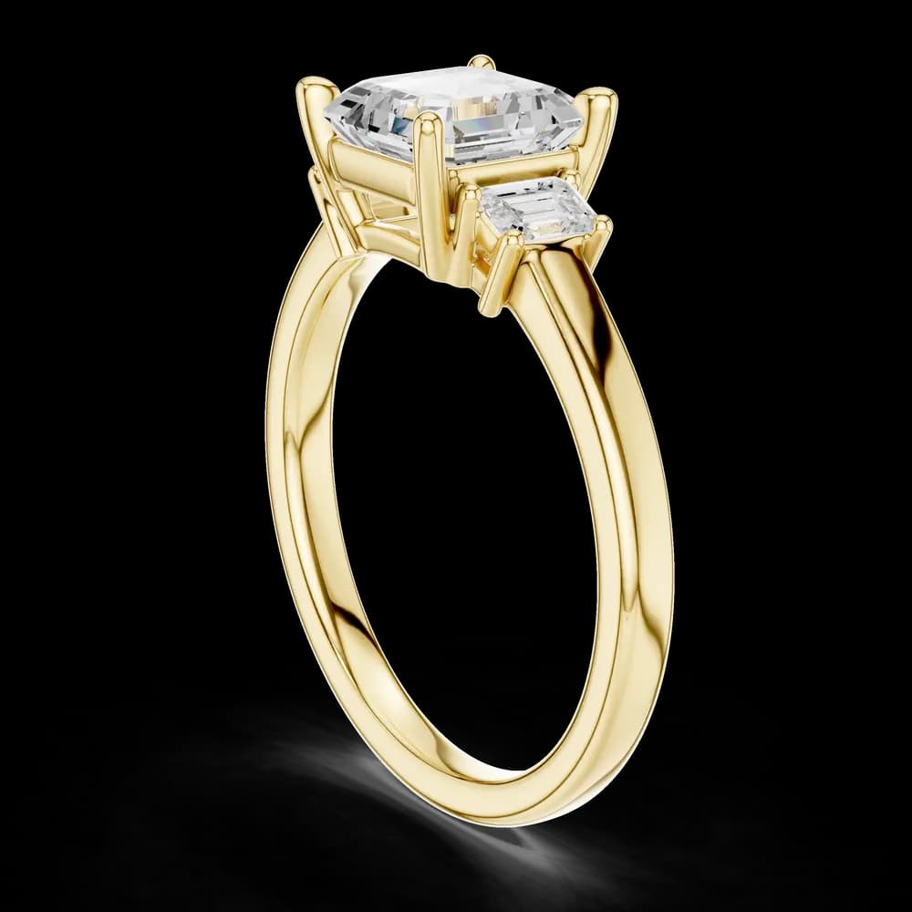 Elegant Asscher Three Stone Lab Grown Diamond Ring - Image 4 Elegant Asscher Three Stone Lab Grown Diamond Ring, view 4 of 6