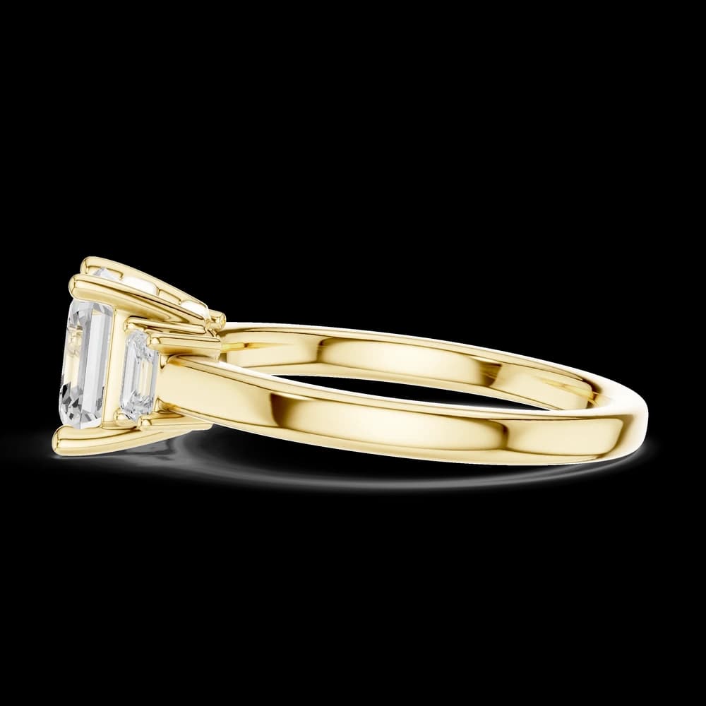 Elegant Asscher Three Stone Lab Grown Diamond Ring - Image 6 Elegant Asscher Three Stone Lab Grown Diamond Ring, view 6 of 6