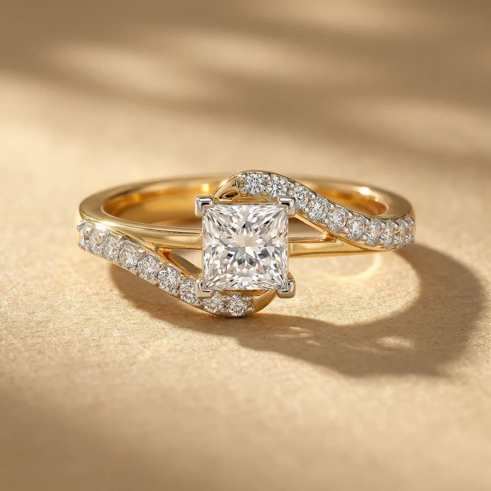 Twisted Princess Crossover Lab Grown Diamond Ring - Image 1 Twisted Princess Crossover Lab Grown Diamond Ring, view 1 of 2