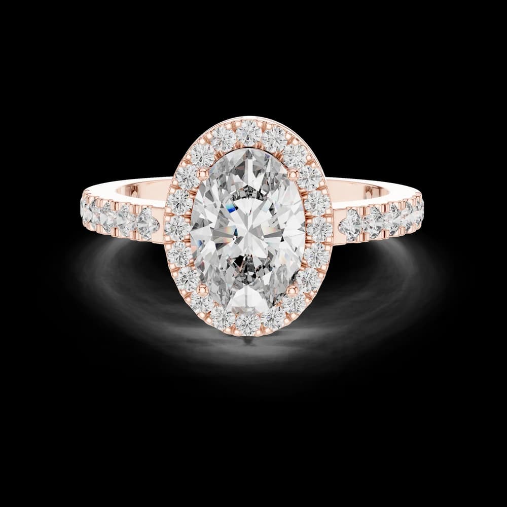 Elegant Oval Cut Halo Lab Grown Ring - Image 1 Elegant Oval Cut Halo Lab Grown Ring, view 1 of 4