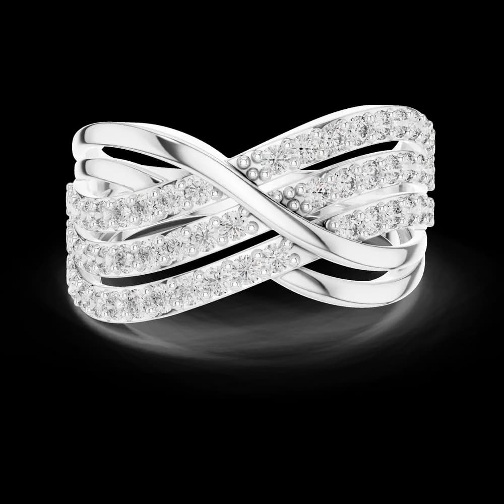 Multi-Row Infinity Crossover Diamond Statement Band - Image 2 Multi-Row Infinity Crossover Diamond Statement Band, view 2 of 6