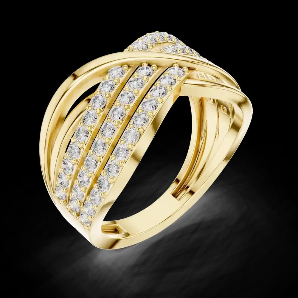 Multi-Row Infinity Crossover Diamond Statement Band - Image 5 Multi-Row Infinity Crossover Diamond Statement Band, view 5 of 6