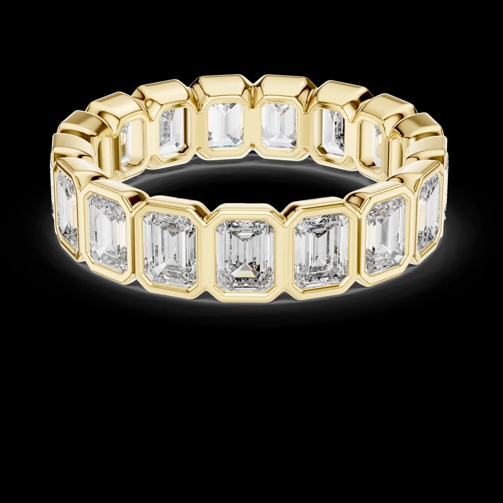 Bezel-Set Emerald Cut Diamond Eternity Band - Image 3 Bezel-Set Emerald Cut Diamond Eternity Band, view 3 of 6