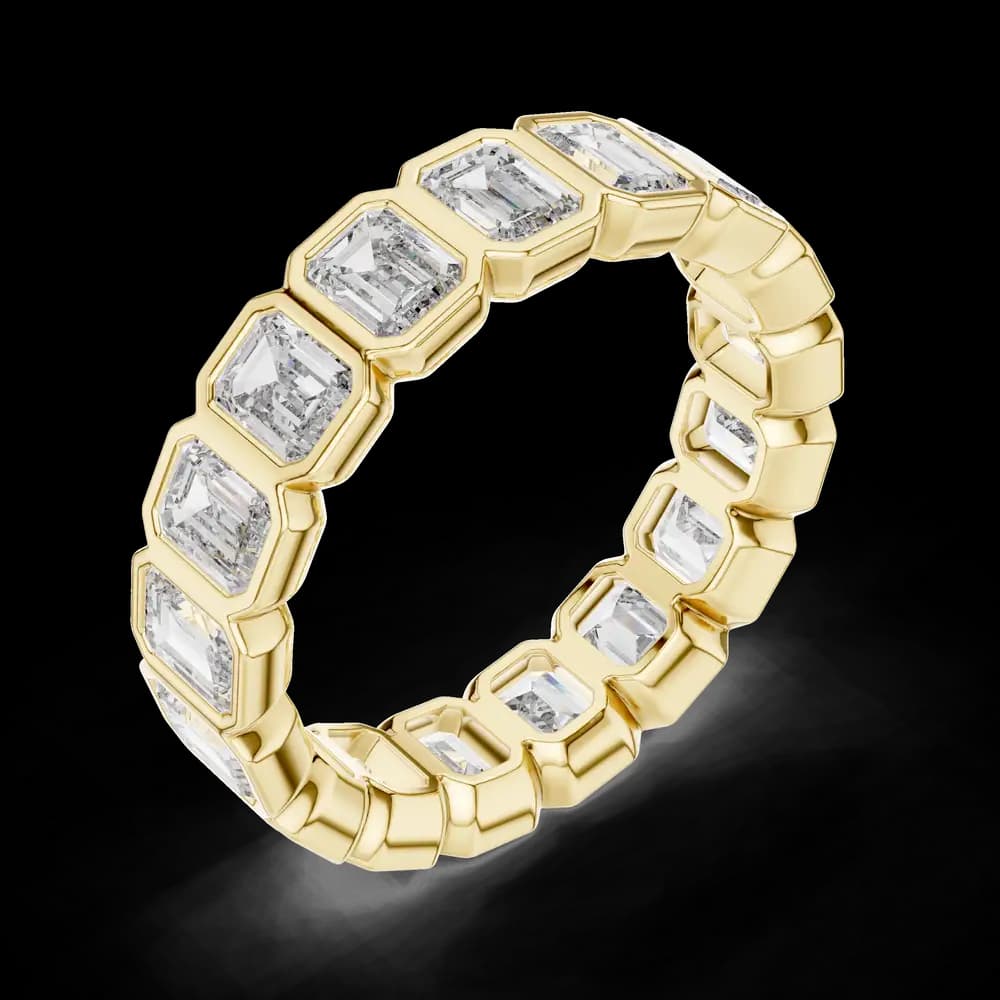 Bezel-Set Emerald Cut Diamond Eternity Band - Image 5 Bezel-Set Emerald Cut Diamond Eternity Band, view 5 of 6