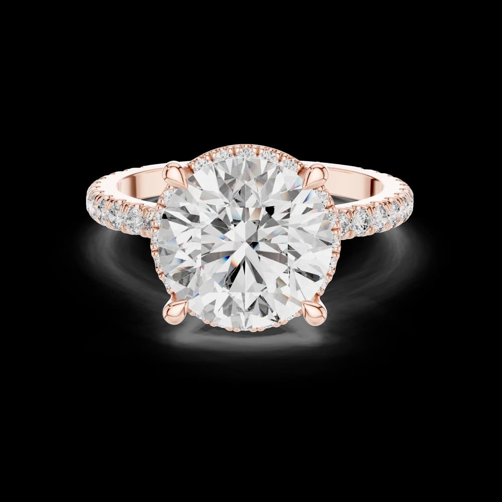 Round Halo Side Accent Lab-Grown Diamond Ring - Image 1 Round Halo Side Accent Lab-Grown Diamond Ring, view 1 of 6