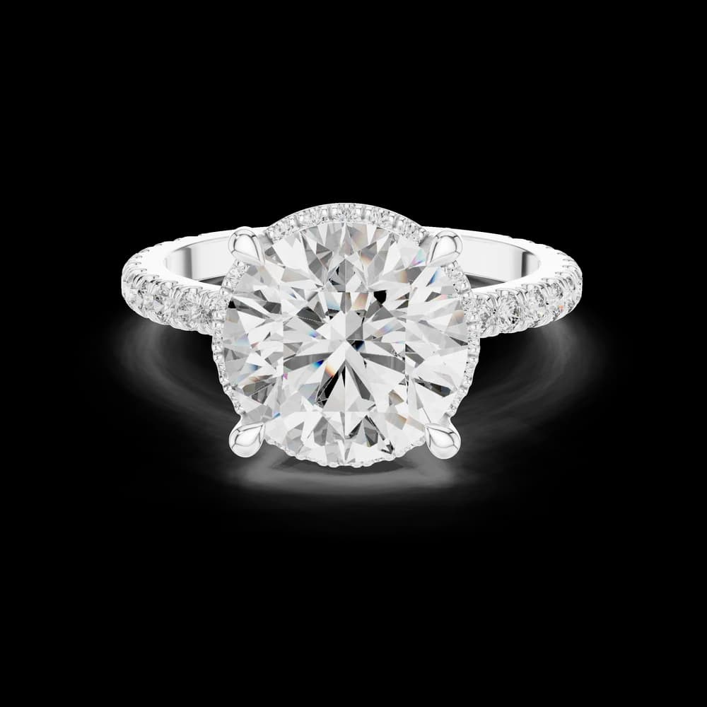 Round Halo Side Accent Lab-Grown Diamond Ring - Image 2 Round Halo Side Accent Lab-Grown Diamond Ring, view 2 of 6