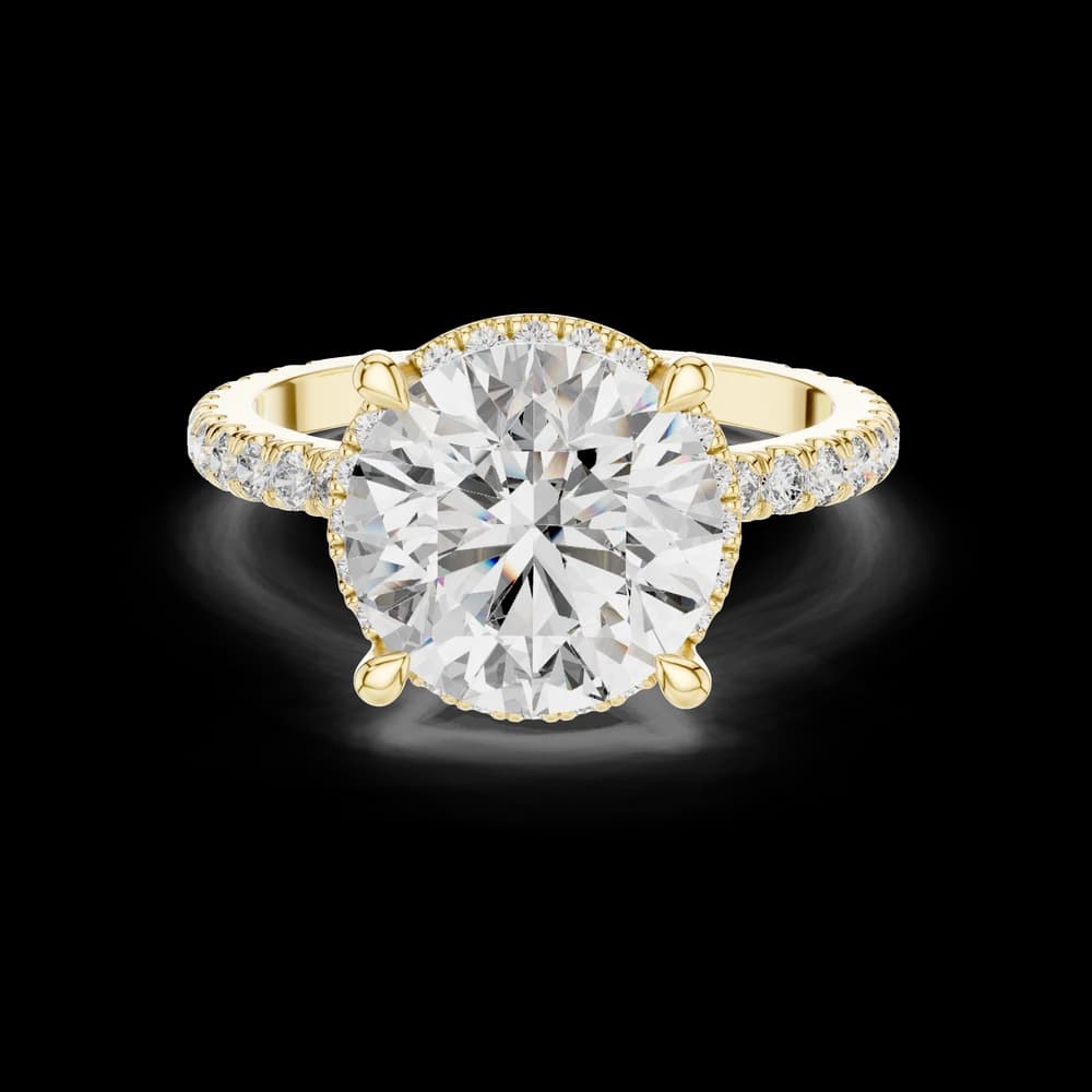 Round Halo Side Accent Lab-Grown Diamond Ring - Image 3 Round Halo Side Accent Lab-Grown Diamond Ring, view 3 of 6