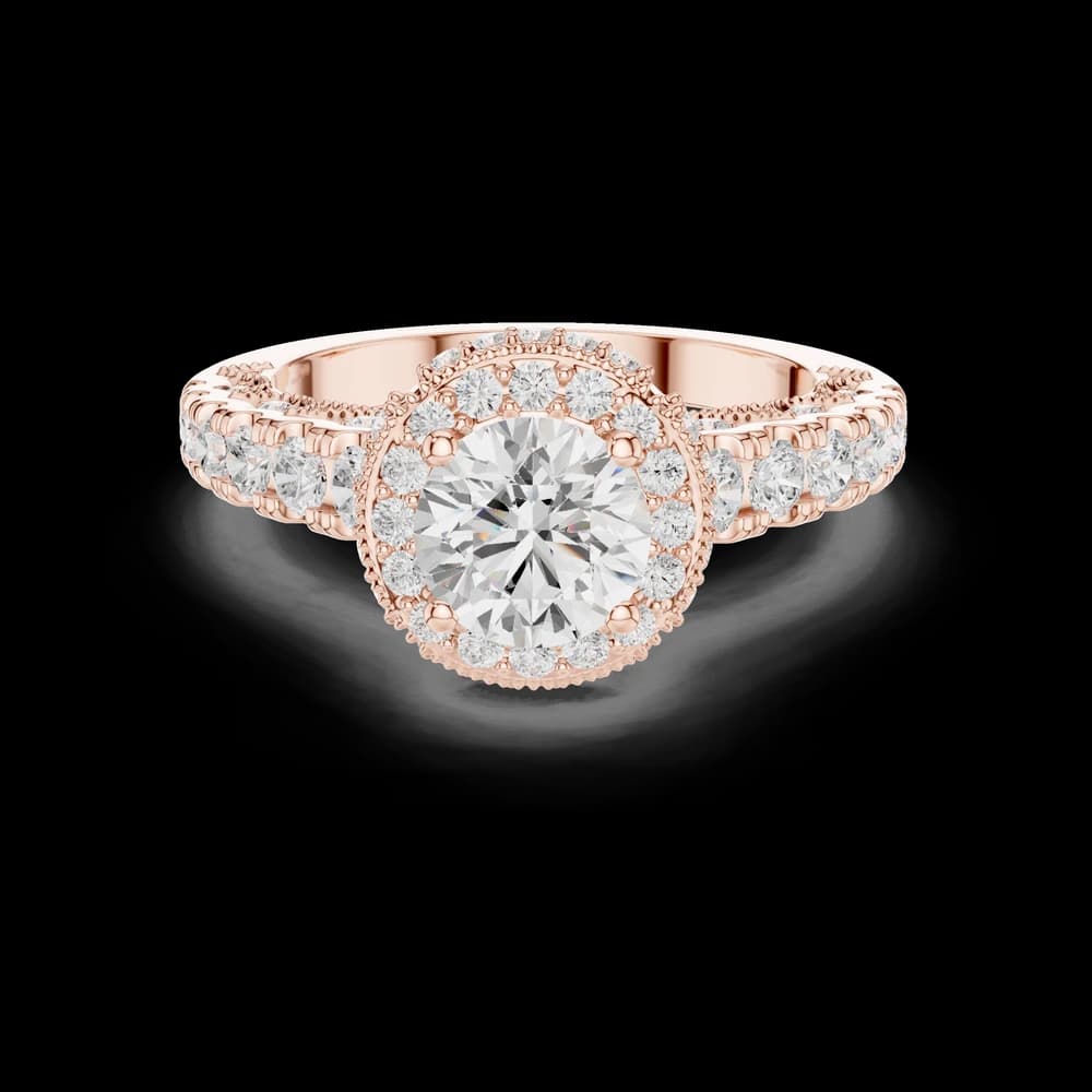 Milgrain Round Halo Solitaire Ring - Image 1 Milgrain Round Halo Solitaire Ring, view 1 of 6