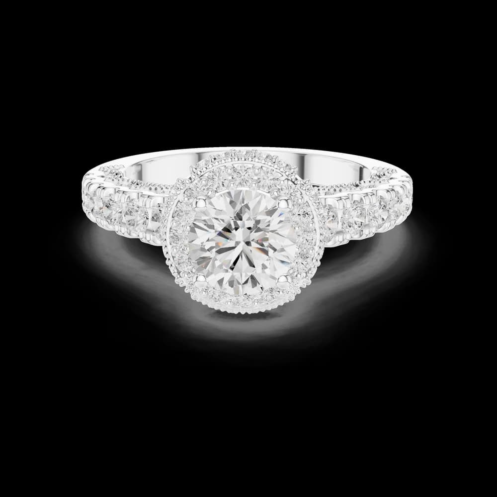 Milgrain Round Halo Solitaire Ring - Image 2 Milgrain Round Halo Solitaire Ring, view 2 of 6
