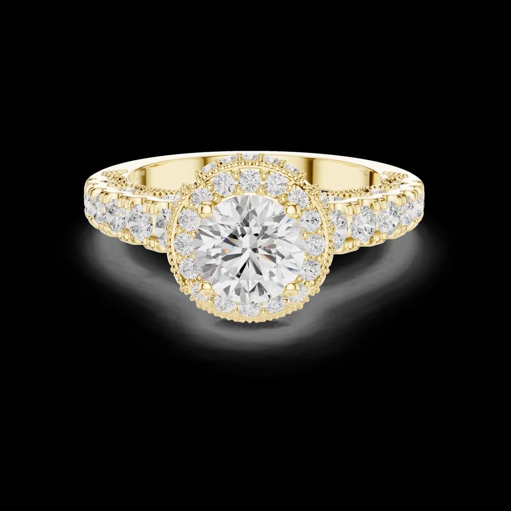 Milgrain Round Halo Solitaire Ring - Image 3 Milgrain Round Halo Solitaire Ring, view 3 of 6