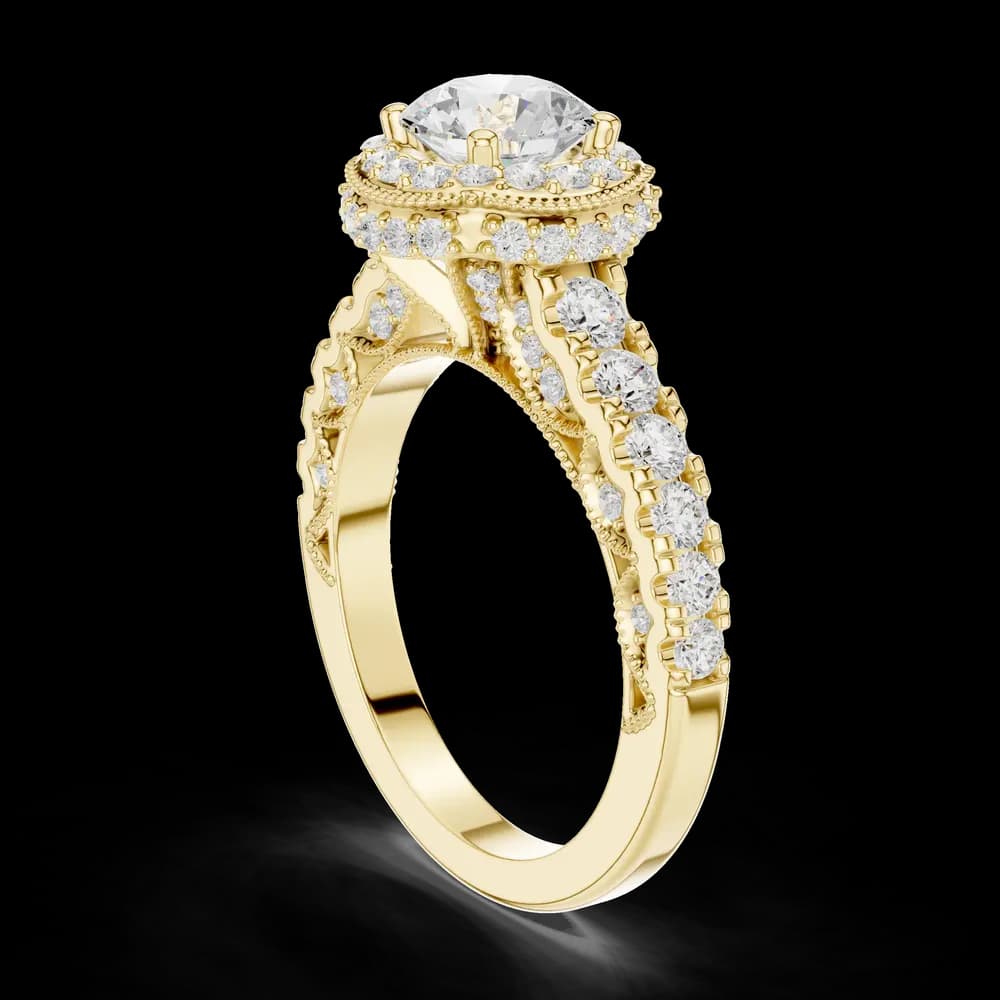 Milgrain Round Halo Solitaire Ring - Image 4 Milgrain Round Halo Solitaire Ring, view 4 of 6