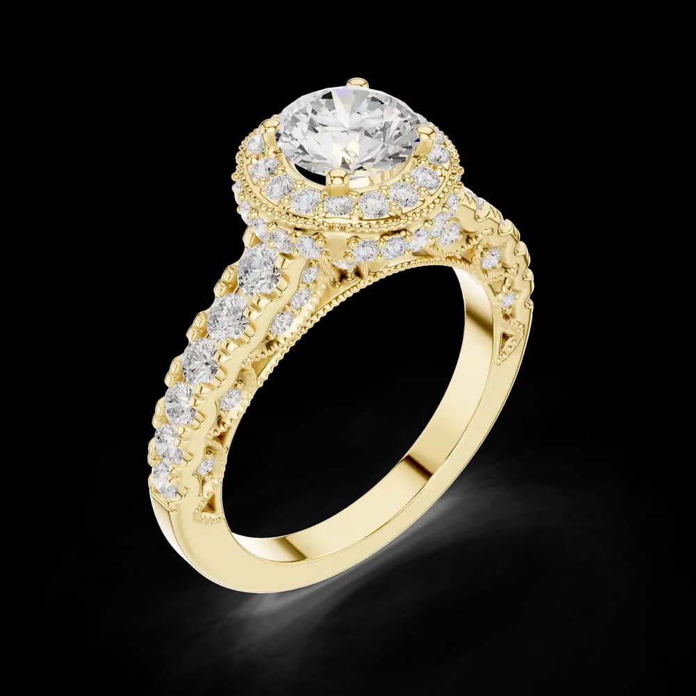 Milgrain Round Halo Solitaire Ring - Image 5 Milgrain Round Halo Solitaire Ring, view 5 of 6