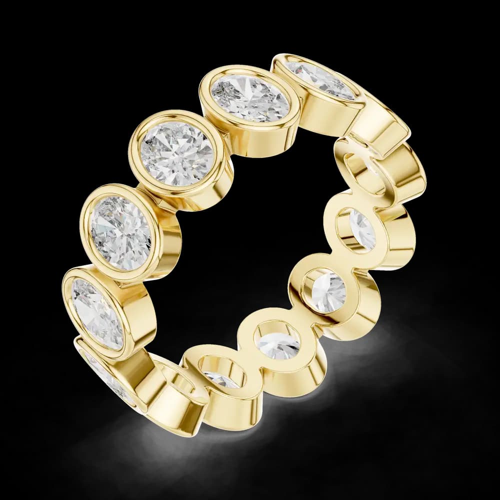 Bezel-Set Oval Cut Diamond Eternity Band - Image 5 Bezel-Set Oval Cut Diamond Eternity Band, view 5 of 6