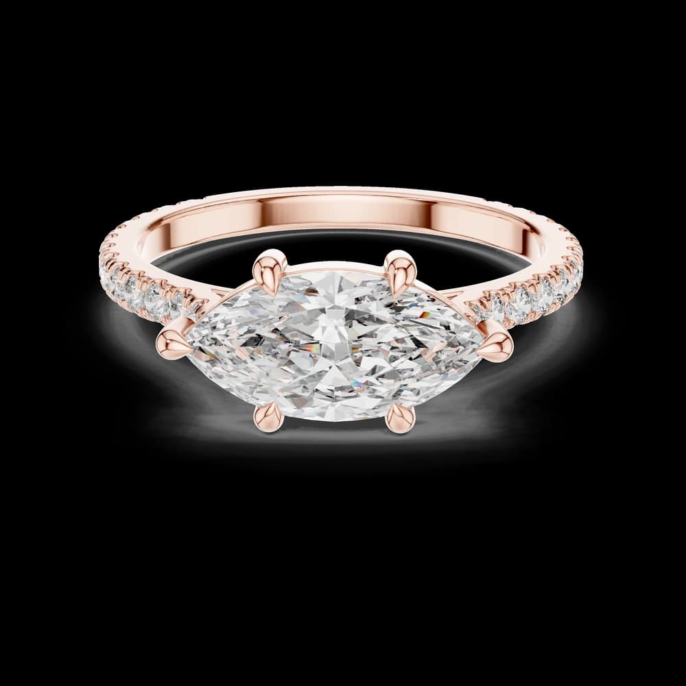 Marquise Center Round Accent Lab-Grown Diamond Ring - Image 1 Marquise Center Round Accent Lab-Grown Diamond Ring, view 1 of 6