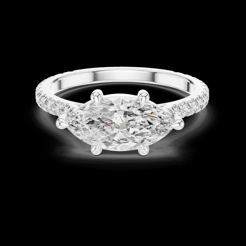 Marquise Center Round Accent Lab-Grown Diamond Ring - Image 2 Marquise Center Round Accent Lab-Grown Diamond Ring, view 2 of 6