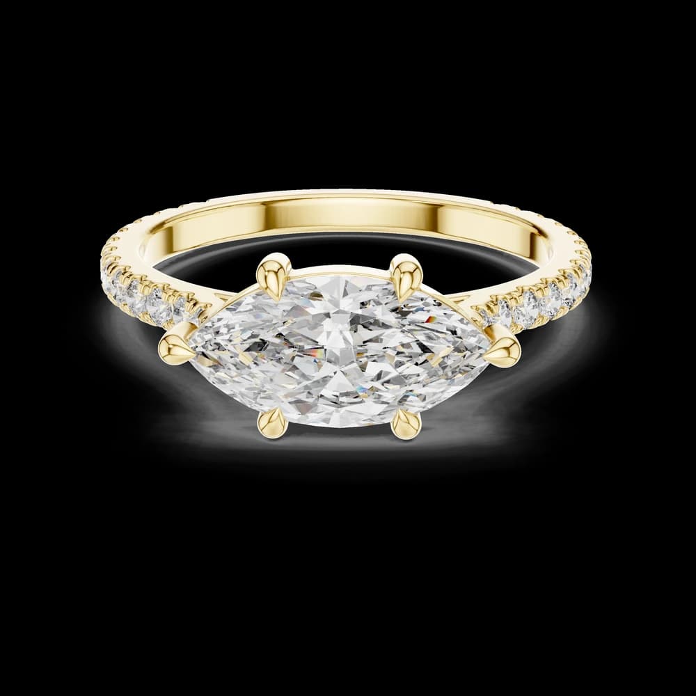 Marquise Center Round Accent Lab-Grown Diamond Ring - Image 3 Marquise Center Round Accent Lab-Grown Diamond Ring, view 3 of 6