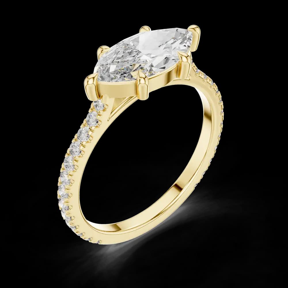 Marquise Center Round Accent Lab-Grown Diamond Ring - Image 5 Marquise Center Round Accent Lab-Grown Diamond Ring, view 5 of 6