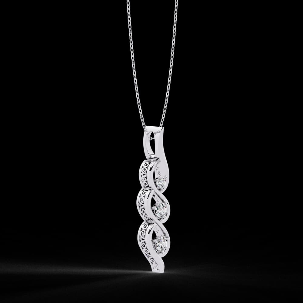 Sirena Lab Grown Diamond Three Stone Pendant: - Image 12 Sirena Lab Grown Diamond Three Stone Pendant:, view 12 of 12