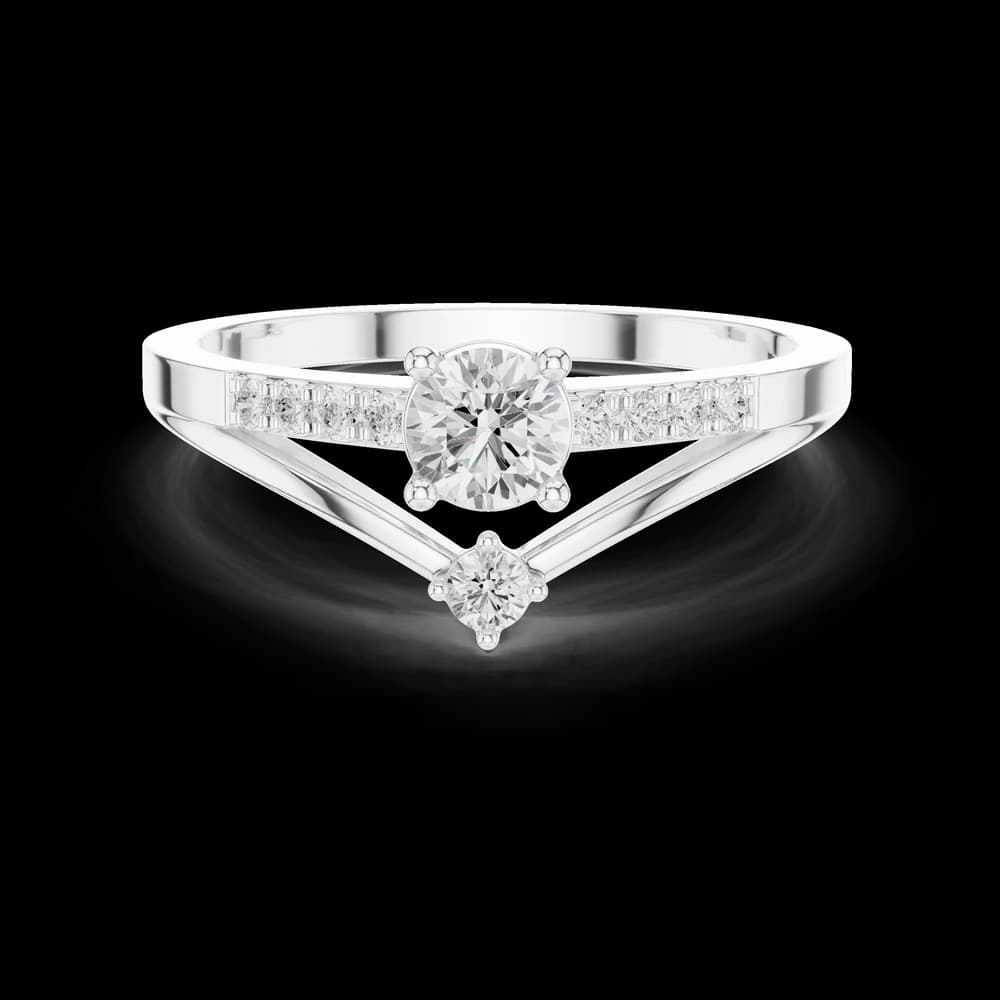 Chevron Pave Round Lab Grown Diamond Ring - Image 2 Chevron Pave Round Lab Grown Diamond Ring, view 2 of 6