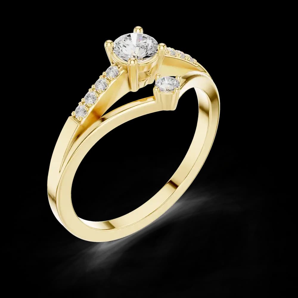 Chevron Pave Round Lab Grown Diamond Ring - Image 5 Chevron Pave Round Lab Grown Diamond Ring, view 5 of 6