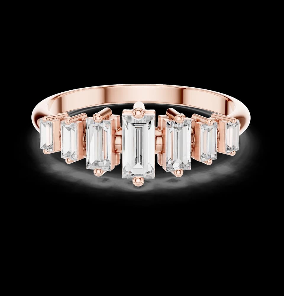 Graduated Vertical Baguette Lab Grown Diamond Ring - Image 1 Graduated Vertical Baguette Lab Grown Diamond Ring, view 1 of 6