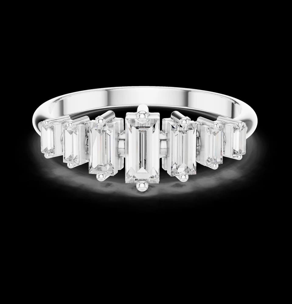 Graduated Vertical Baguette Lab Grown Diamond Ring - Image 2 Graduated Vertical Baguette Lab Grown Diamond Ring, view 2 of 6