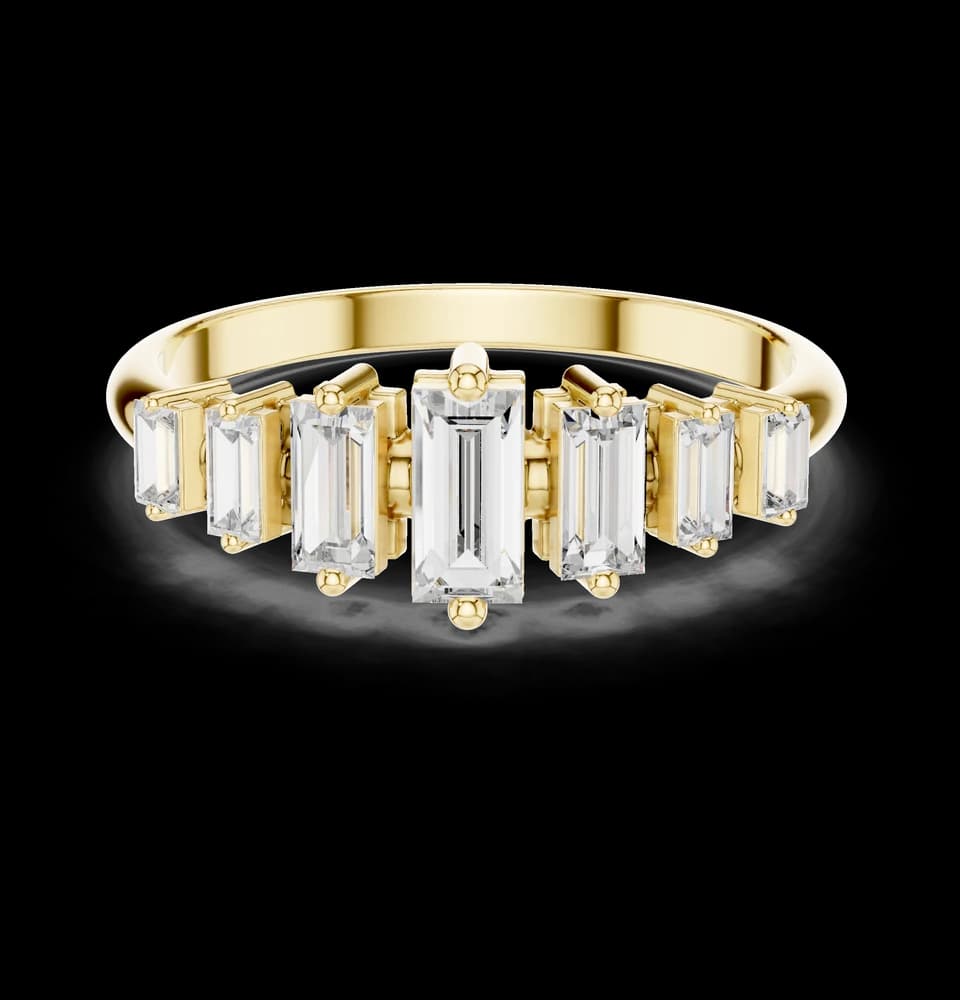 Graduated Vertical Baguette Lab Grown Diamond Ring - Image 3 Graduated Vertical Baguette Lab Grown Diamond Ring, view 3 of 6