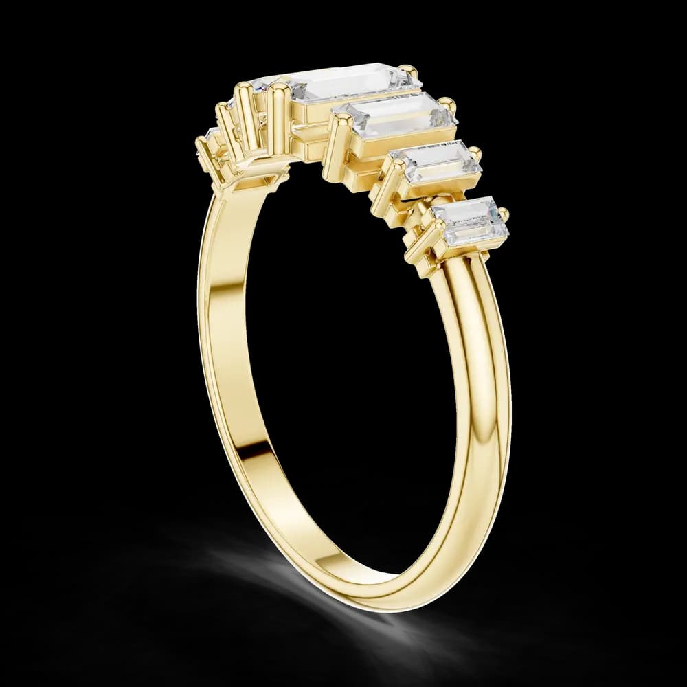Graduated Vertical Baguette Lab Grown Diamond Ring - Image 4 Graduated Vertical Baguette Lab Grown Diamond Ring, view 4 of 6