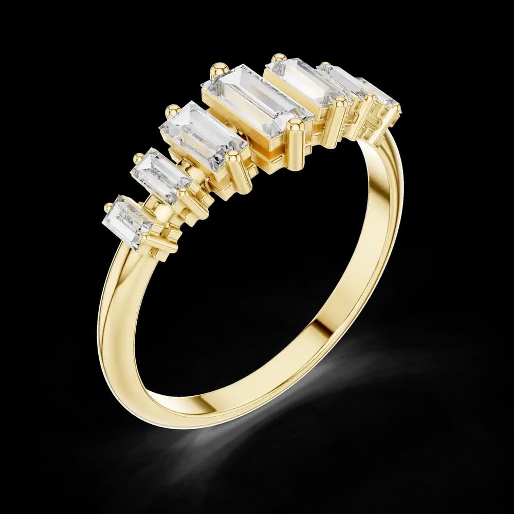Graduated Vertical Baguette Lab Grown Diamond Ring - Image 5 Graduated Vertical Baguette Lab Grown Diamond Ring, view 5 of 6