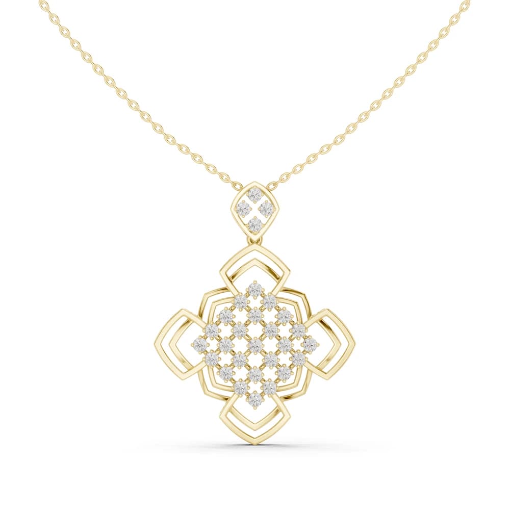 Sleek Chevron Lab Grown Diamond Cluster Pendant - Image 1 Sleek Chevron Lab Grown Diamond Cluster Pendant, view 1 of 4