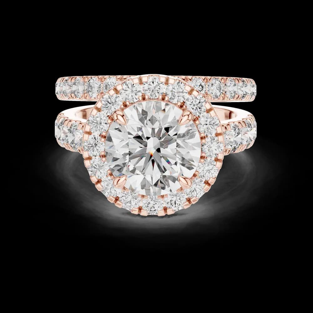 Classic Halo Bridal Set with Round Center Lab Grown Diamond Ring - Image 1 Classic Halo Bridal Set with Round Center Lab Grown Diamond Ring, view 1 of 5