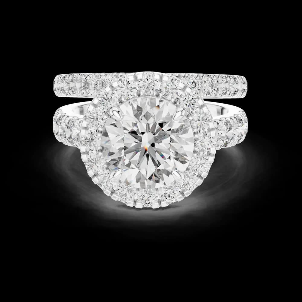 Classic Halo Bridal Set with Round Center Lab Grown Diamond Ring - Image 2 Classic Halo Bridal Set with Round Center Lab Grown Diamond Ring, view 2 of 5