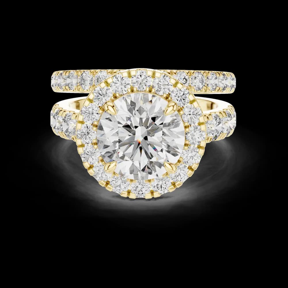 Classic Halo Bridal Set with Round Center Lab Grown Diamond Ring - Image 3 Classic Halo Bridal Set with Round Center Lab Grown Diamond Ring, view 3 of 5