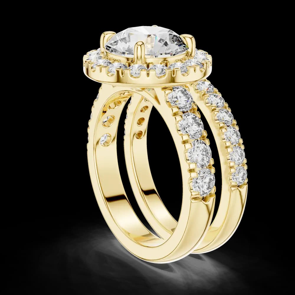 Classic Halo Bridal Set with Round Center Lab Grown Diamond Ring - Image 4 Classic Halo Bridal Set with Round Center Lab Grown Diamond Ring, view 4 of 5