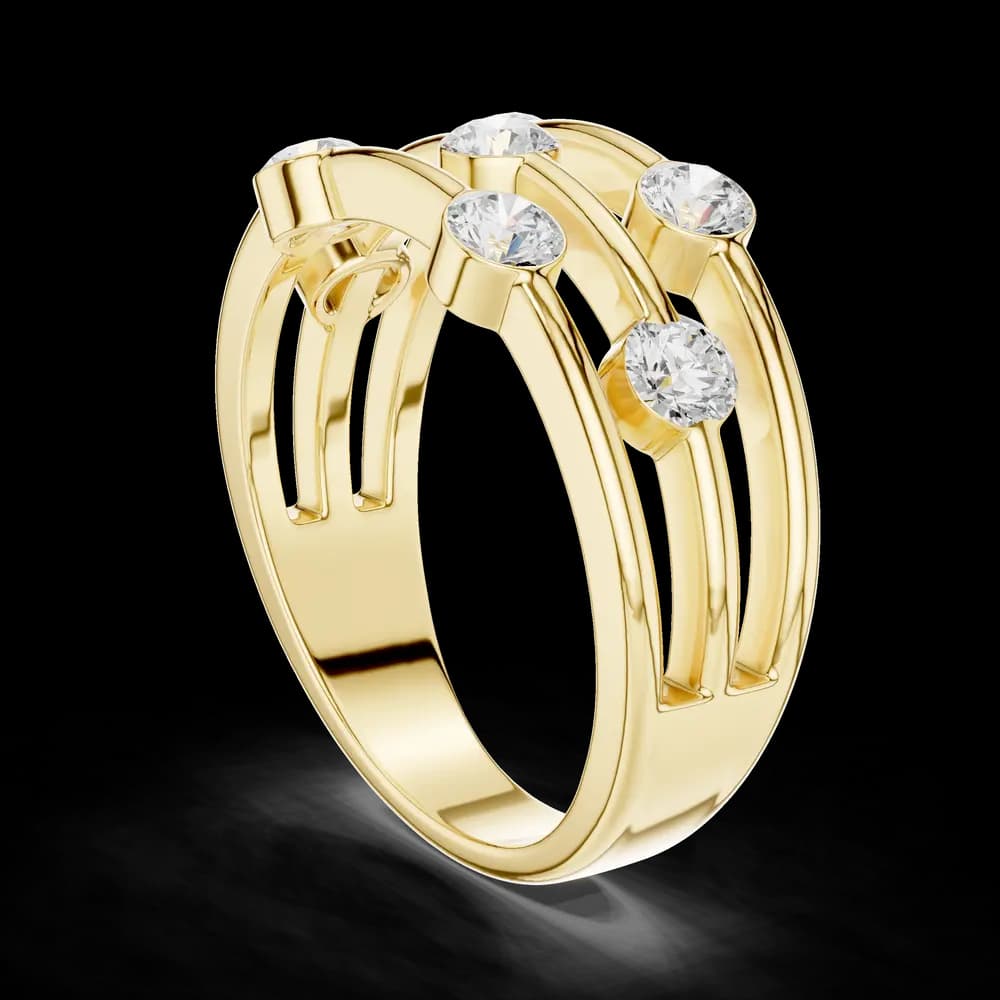 Floating Bezel Triple Strand Lab Grown Diamond Band - Image 4 Floating Bezel Triple Strand Lab Grown Diamond Band, view 4 of 6