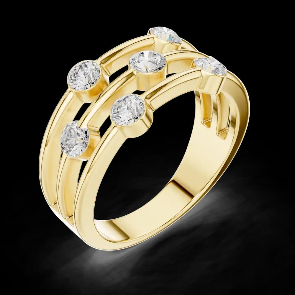 Floating Bezel Triple Strand Lab Grown Diamond Band - Image 5 Floating Bezel Triple Strand Lab Grown Diamond Band, view 5 of 6