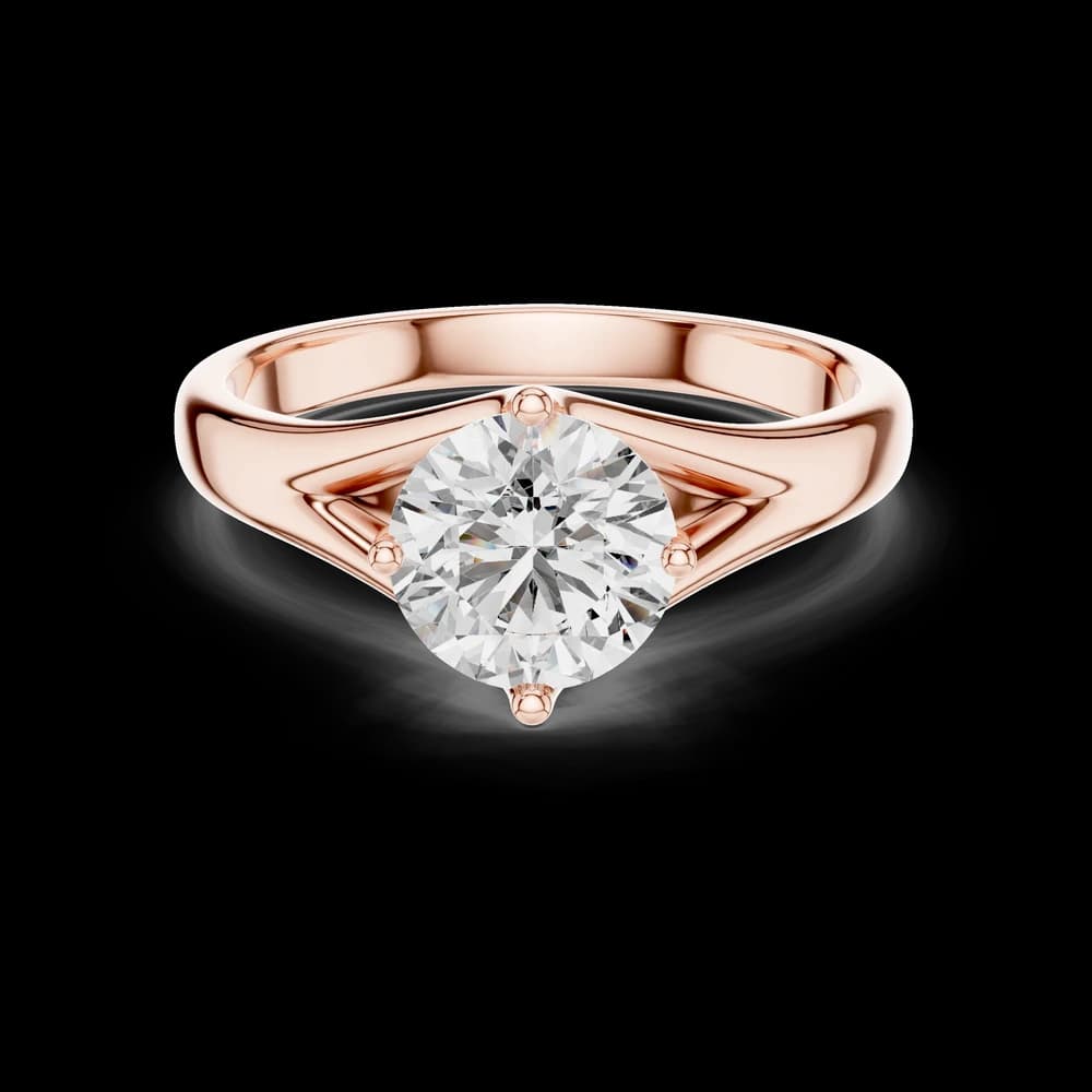 Split Shank Round Lab Grown Gold Ring - Image 1 Split Shank Round Lab Grown Gold Ring, view 1 of 2